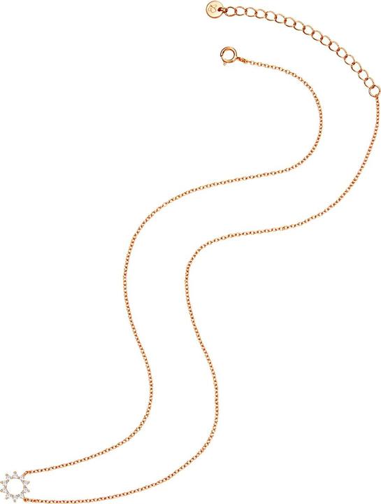 Actual product image Glanzstücke München Ladies flower/circle sterling silver cubic zirconia rose gold 40.0 cm base chain + 5.5 cm extension (925 silver, 40 - 45 cm)