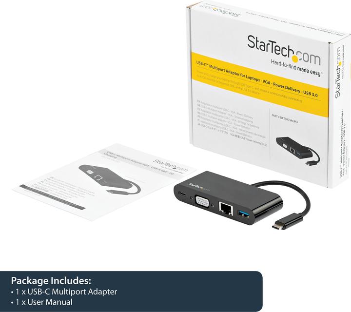 Produktbild StarTech USB-C VGA Multiport Adapter (USB-C, 3 Ports)