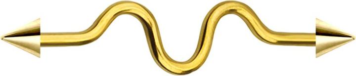 Produktbild Star Piercing Barbell vergoldet zig zag mit zwei Cones (Chirurgenstahl 316L)