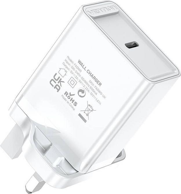 Produktbild Vention USB-C Wall Charger FADW0-UK (20 W) UK White (20 W)