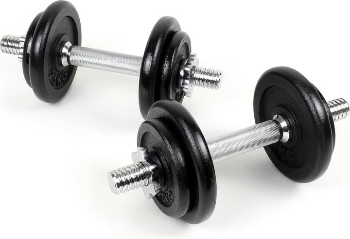 Actual product image Luxtri Dumbbell Set 20kg with 8 Cast Iron Hand Weights and 2 Bars w/Spin-Lock Collar, Carrying Case (4 x 1.25 kg)