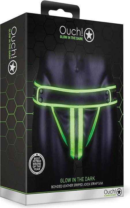 Image du produit Ouch! Striped Jock Strap - GitD/Black - S/M (S/M)