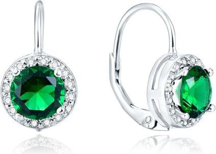 Beneto Silver earrings with green crystals AGUC1157 (L)
