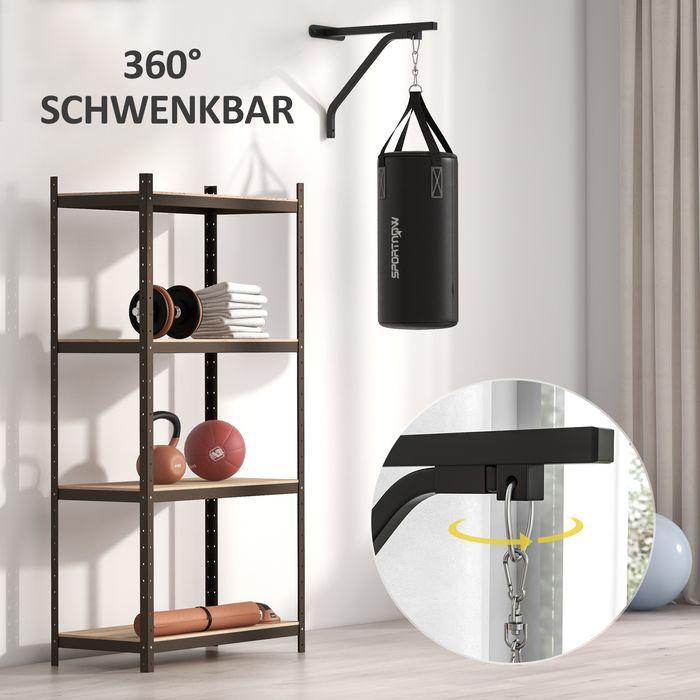 Immagine prodotto Swisshandel24 Boxsack Wandhalterung Boxsack Ständer mit Handschuhen, Stahl, Schwarz