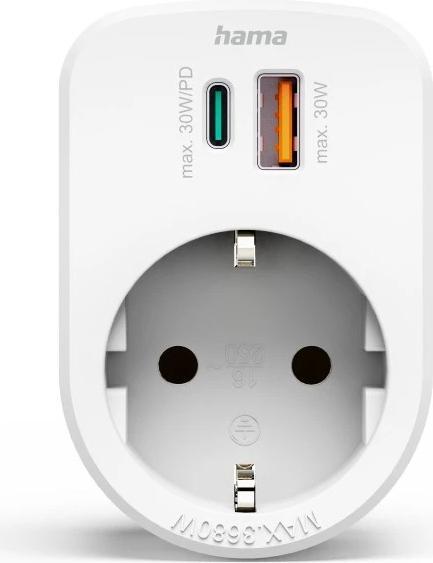 Actual product image Hama Steckdosenadapter-USBC+USBA (USB-A, USB-C, CEE 7/3, 3 x)