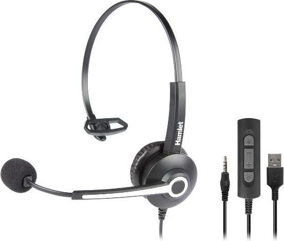 Produktbild Hamlet HHEADM-UJM Headset und Ohrhörer Verkabelt A USB Büro Typ A Schwarz