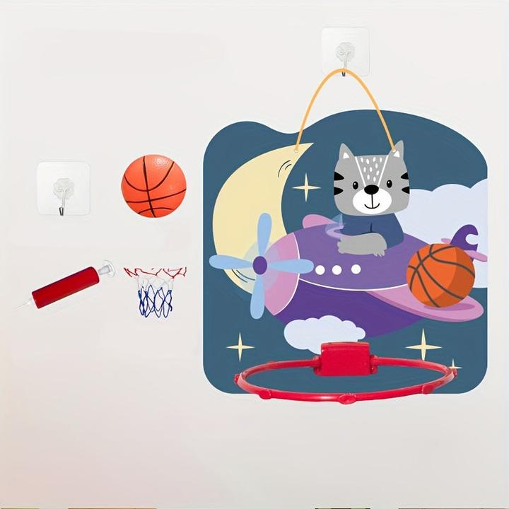 Activity Board Mini-Basketballkorb-Set mit Weltraummotiv für Kinder - Wand- und Türbefestigung, inklusive Ball -