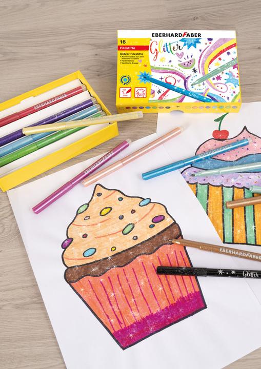 Immagine prodotto EberhardFaber Penna in fibra Glitter (Multicolore, 16 x)