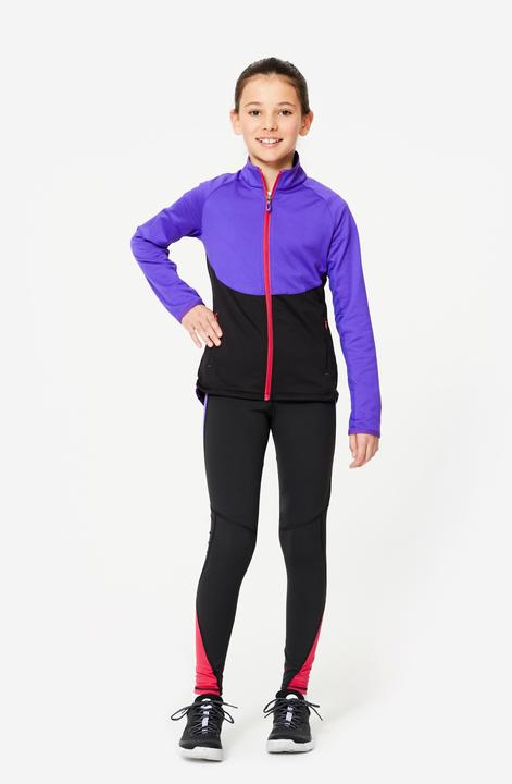 Actual product image Decathlon Girls' training jacket fitted - purple/black (6, 7, 8)