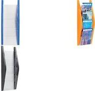 Actual product image Helit Wall brochure holder, DIN A5 portrait, 4 compartments, black Side parts made of coloured PP (A5, Cheer)