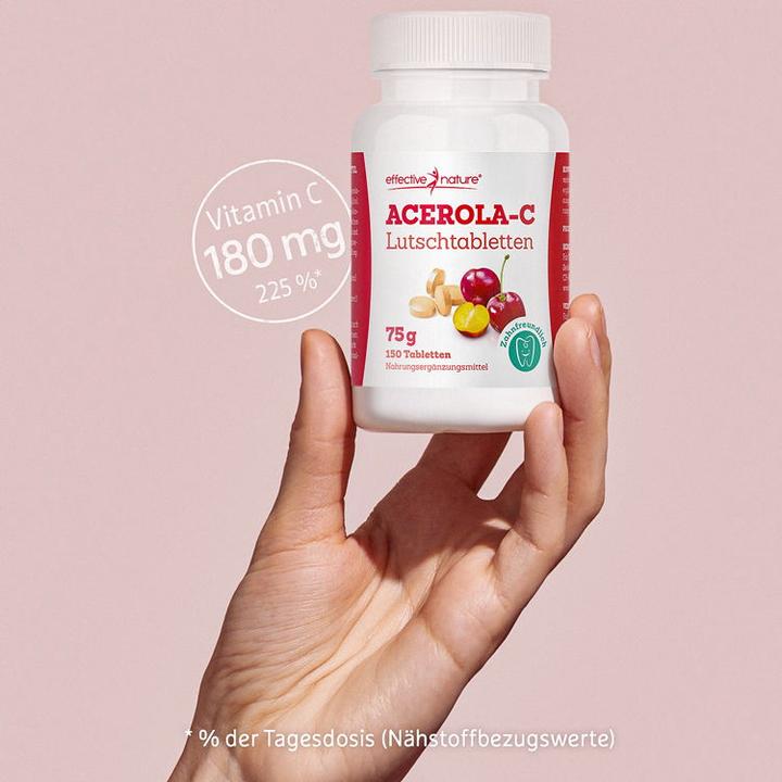 Image du produit Effective Nature Acérola avec vitamine C 150 comprimés à sucer (150 pièce(s))
