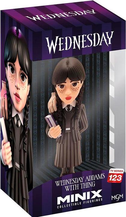 Actual product image Minix - TV Series #123 - Mercredi - Mercredi Addams avec La Chose - Figurine 12cm