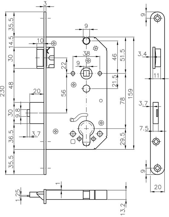 Produktbild MSL Panik-Sicherheits-Einsteckschlösser CASA-Alpha 1717 PBa-ZF (Einsteckschloss)