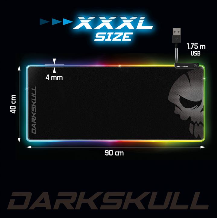 Produktbild Spirit Of Gamer Darkskull Hub RGB - XXXL Gaming mouse pad Black (3XL)