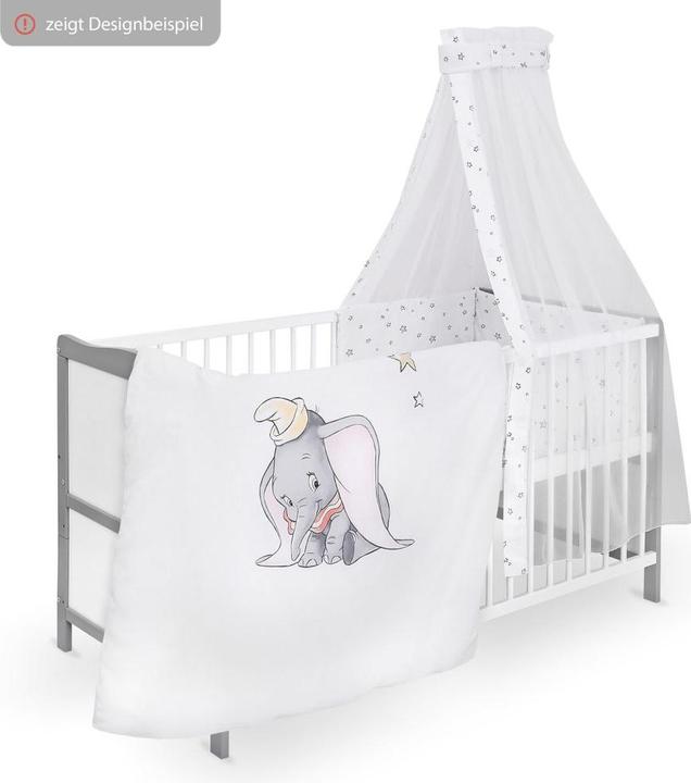 Actual product image jonka Cot and cot bed Moritz 70 x 140 cm - White Grey (140 x 70 cm)
