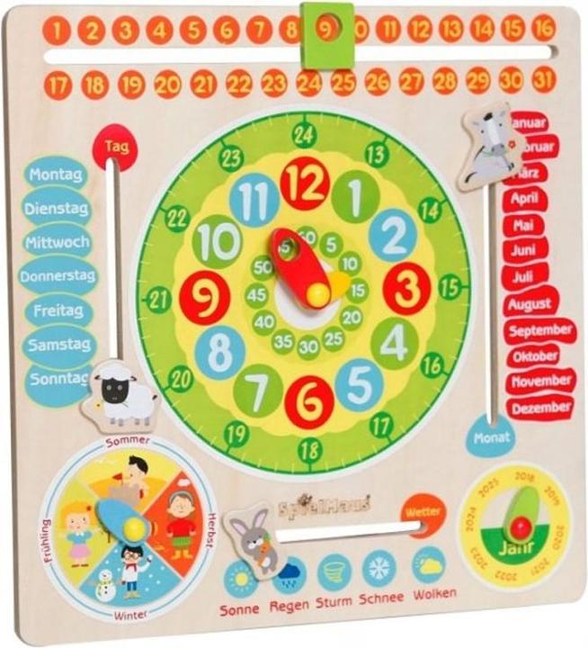 Image du produit Spielmaus SMH Horloge calendrier en bois 30x30cm