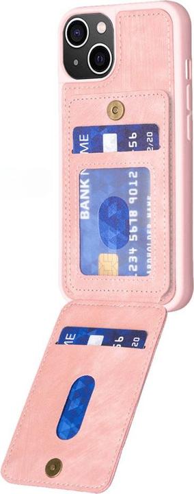 Image du produit Cover-Discount iPhone 15 Plus - Étui Kickstand avec porte-cartes rose (Apple iPhone 15 Plus)