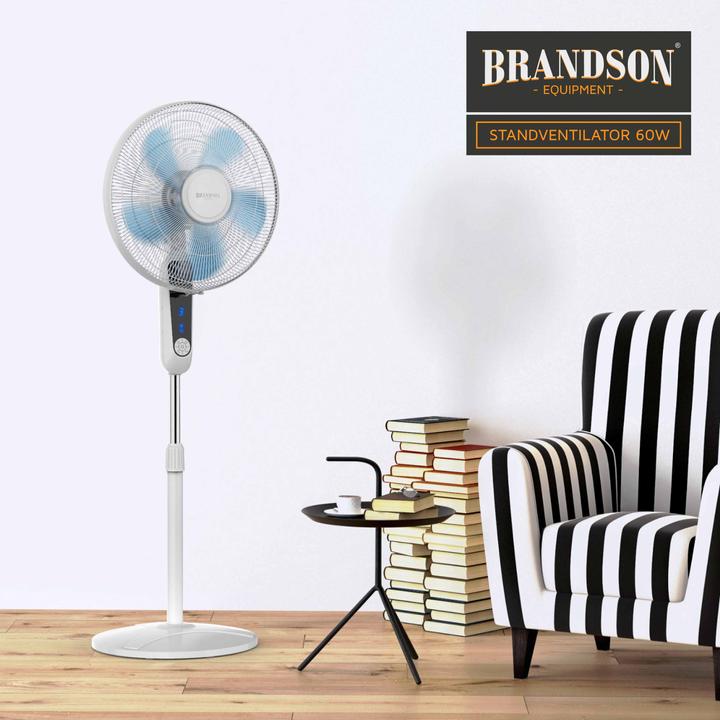Produktbild Brandson Standventilator 40 cm Ø, Fernbedienung, Display, Oszillation, Höhe & Kopf verstellbar, 60W, weiss (57 dB)