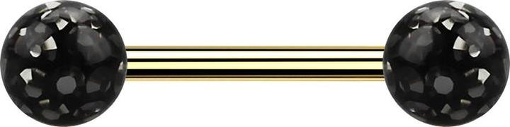 Immagine prodotto Star Piercing Barbell placcato in oro con due sfere di cristallo strato protettivo epossidico nero (Titanio G23, senza ottone)
