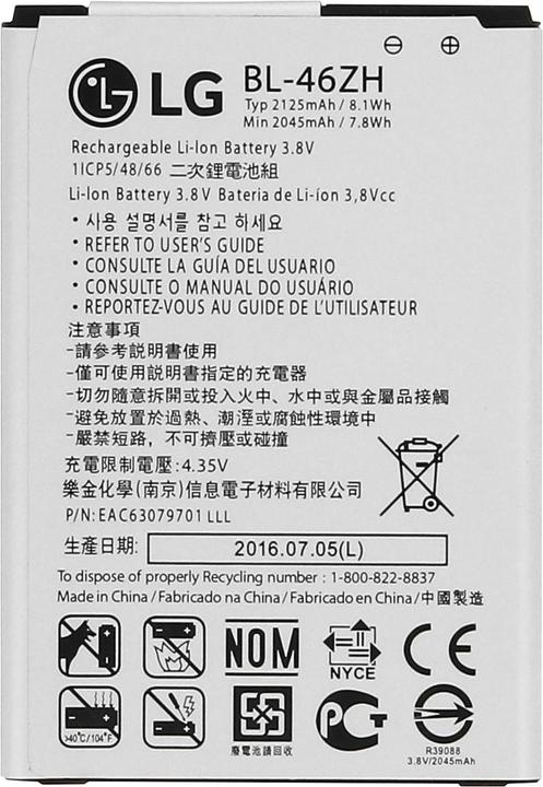 Actual product image LG BL-46ZH 2125 mAh battery