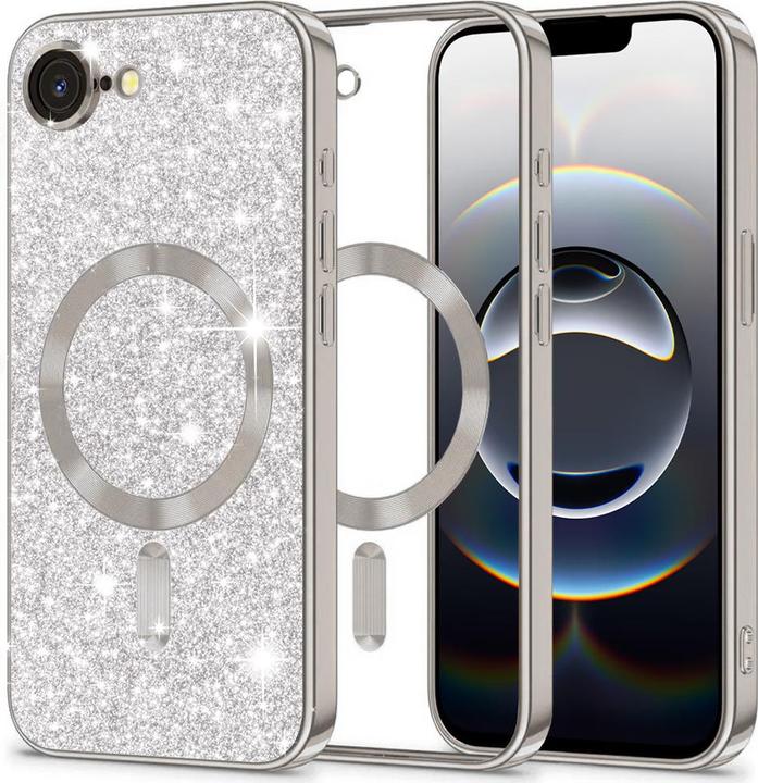 Immagine prodotto Techsuit - Luxury Glitter MagSafe - iPhone 16e - Silver (Apple iPhone 16e)