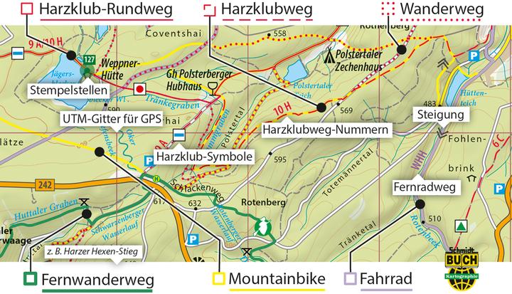 Actual product image The eastern Harz Mountains, hiking and cycling routes.