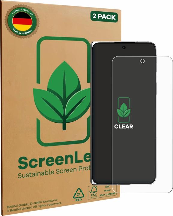 Produktbild ScreenLeaf Schutzfolie nachhaltiger Displayschutz Display Schutz Folie Klar Transparent (2 Stück, Oppo Find X5)