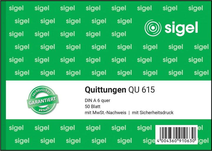 Produktbild Sigel Quittungsblock DIN A6 quer nicht selbstdurchschreibend 50 Bl. (50 x)