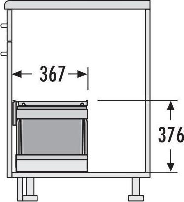 Actual product image Hailo Waste bin 3644801 30 litre space-saving tandem built-in waste bin 2 compartment separation for (30 l)