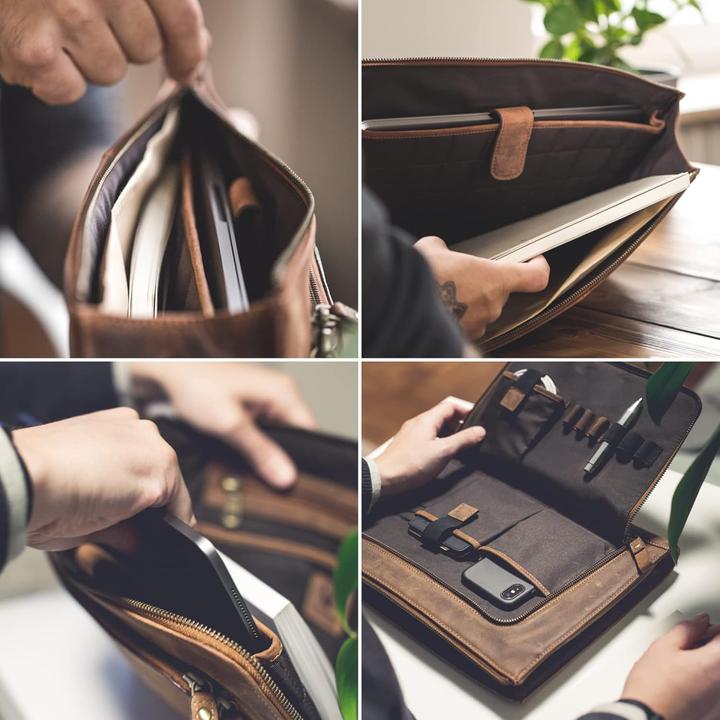 Immagine prodotto Donbolso Leren Notebooktas Londen 15.6 pollici, Mannen/Vrouwen, Bruin (15")