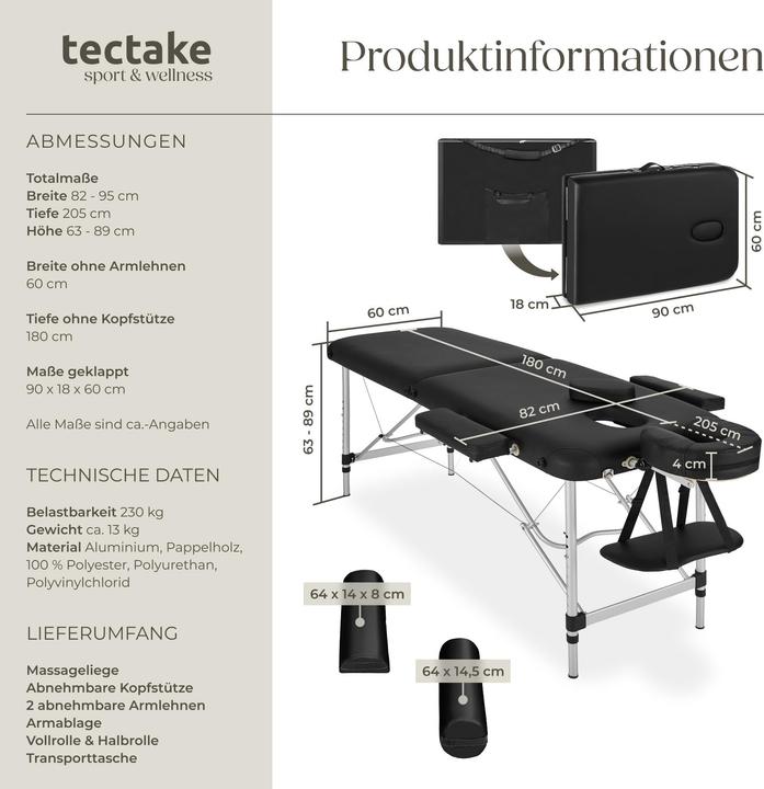 Image du produit tectake Table de massage 2 zones