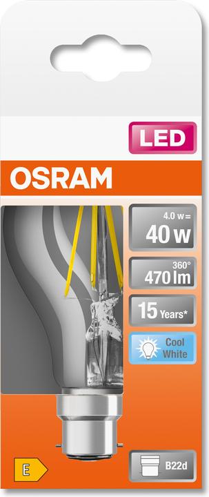 Produktbild Osram Led Retrofit Classic A (B22d, 4 W, 470 lm, 1 x, E)
