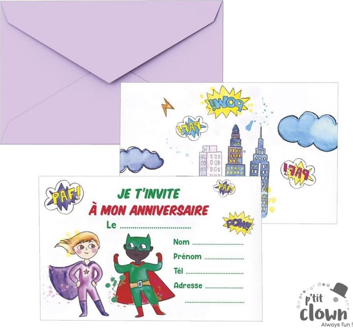Image du produit P'tit Clown Superhelden Einladungen (8 pcs)