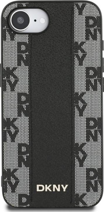 Produktbild DKNY Leather Checkered Mono Pattern MagSafe iPhone 16e Case - Black (Apple iPhone 16e)