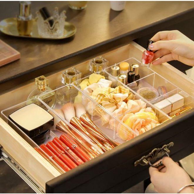 Image du produit MU Style Organiseur de maquillage en acrylique avec 3 compartiments