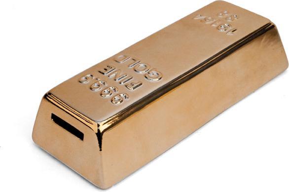 Produktbild Kikkerland Ceramic Gold Bar Coin Bank (PB17) (20 x 8 x 5 cm)