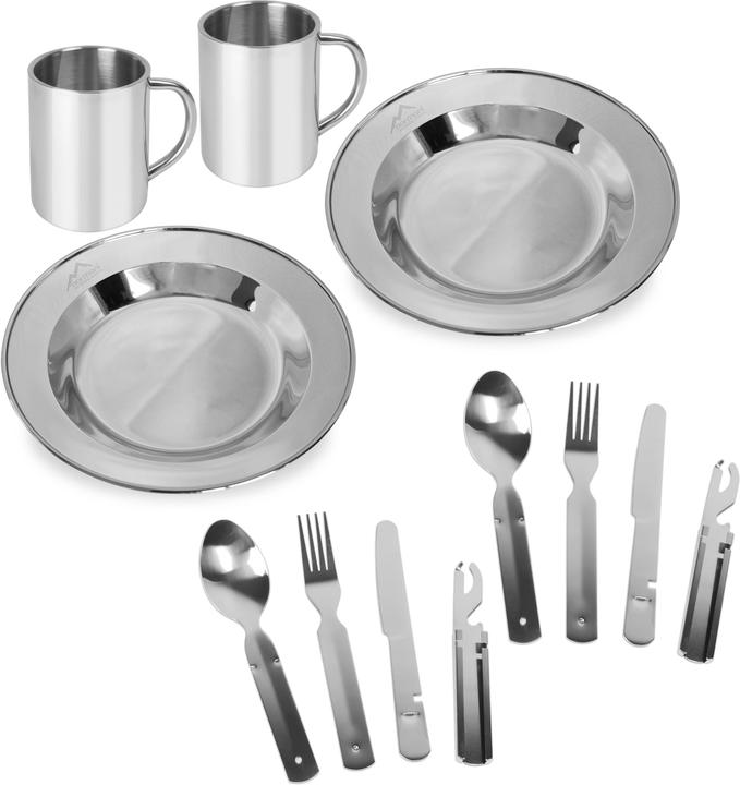 Produktbild Normani Edelstahl Geschirr Set bestehend aus 2?? Besteck, 2?? Teller und 2?? Tasse - 8509
