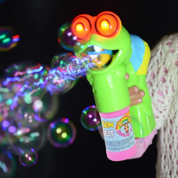 Actual product image Kögler Bubble gun Froggy, lying frog, with light and music, blister, 15x7,5x19cm