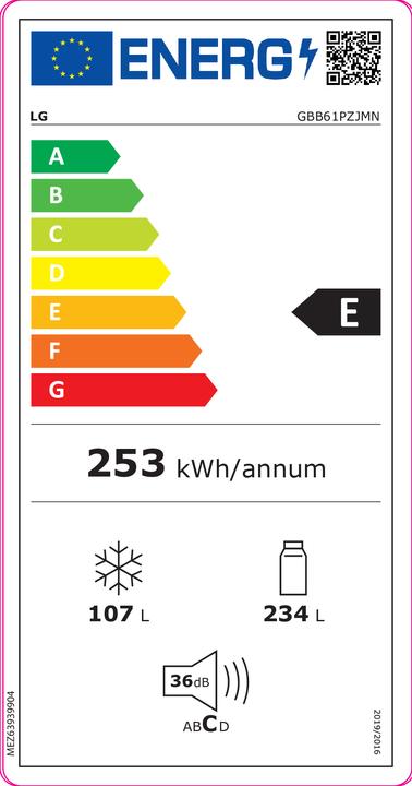 Energy Label LG GBB61PZJMN (341 l)