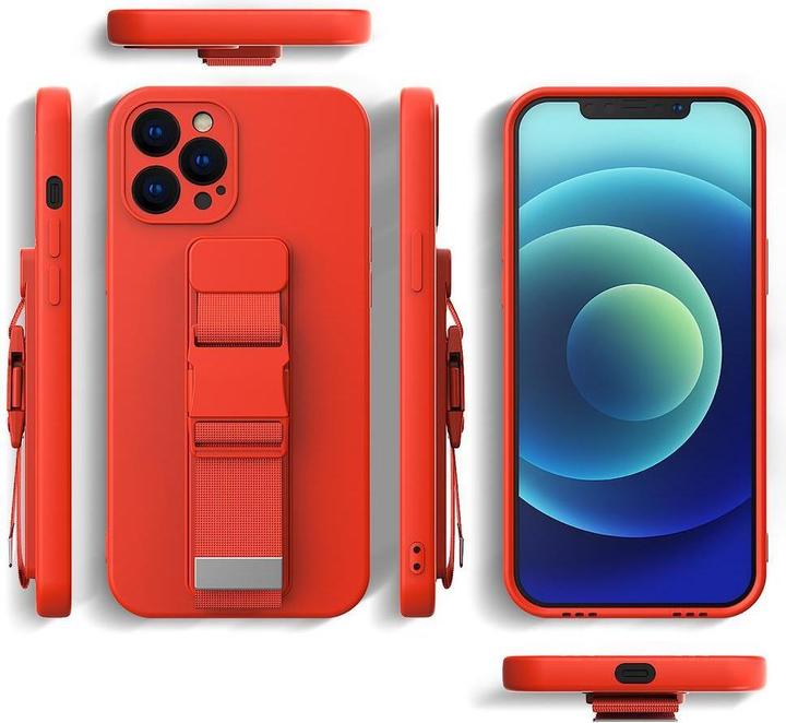 Image du produit Hurtel Rope case gel case avec une chaîne lanyard sac lanyard iPhone 13 mini noir (Apple iPhone 13 mini)