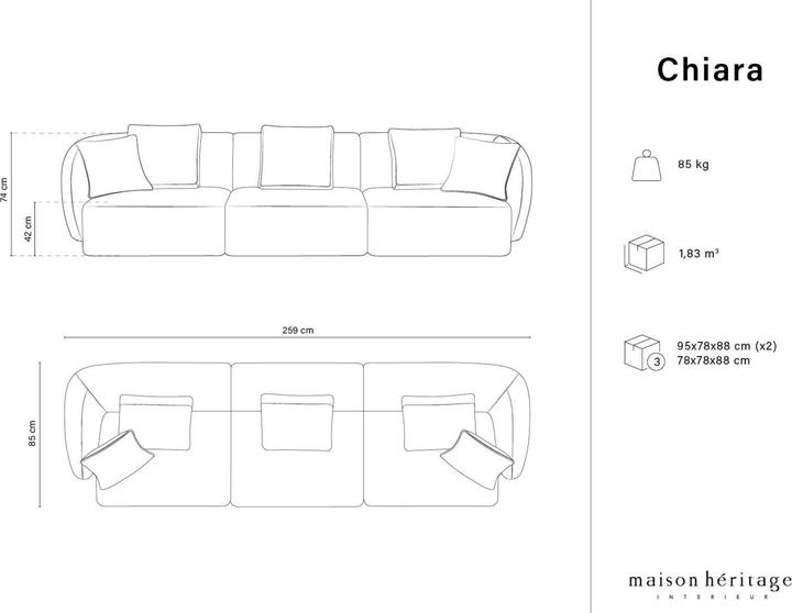 Actual product image Maison Heritage Chiara (3-seater, 2 person sofa, 4-seater)