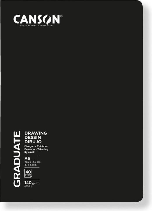 Produktbild Canson Zeichenblock Graduate Agrafé A6, 20 Blatt (A6, Weicher Einband)