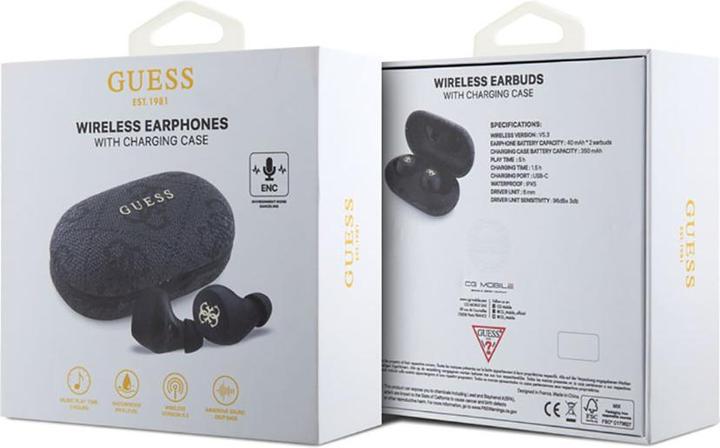 Produktbild Guess True Wireless 4G PU Metal Logo Earphones - black (30 h)