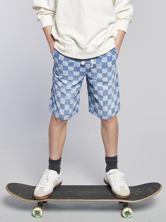 Produktbild Jonen Jungen Jeans-Bermudas mit Schachbrettmuster in Loose-Fit (158)