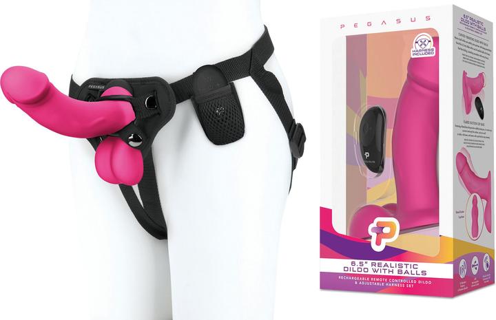 Immagine prodotto Pegasus Dildo realistico da 6,5' con palline e set di imbracatura