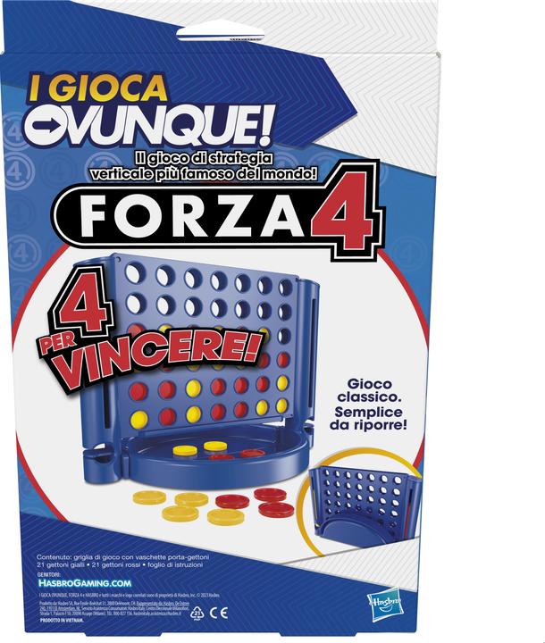 Produktbild Hasbro 4 gewinnt Kompakt, portables Spiel für 2 Spieler, Reisespiel für Kinder, Spass überall (Italienisch)
