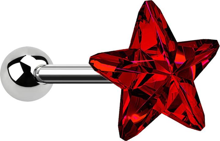 Actual product image Star Piercing Micro Barbell silber mit Stern rot (without brass, Surgical steel 316L)