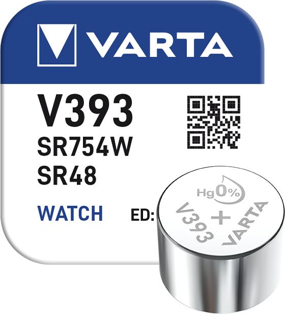 Immagine prodotto Varta V393 / SR754W - Uhrenbatterie (1 pz., SR48, 77 mAh)