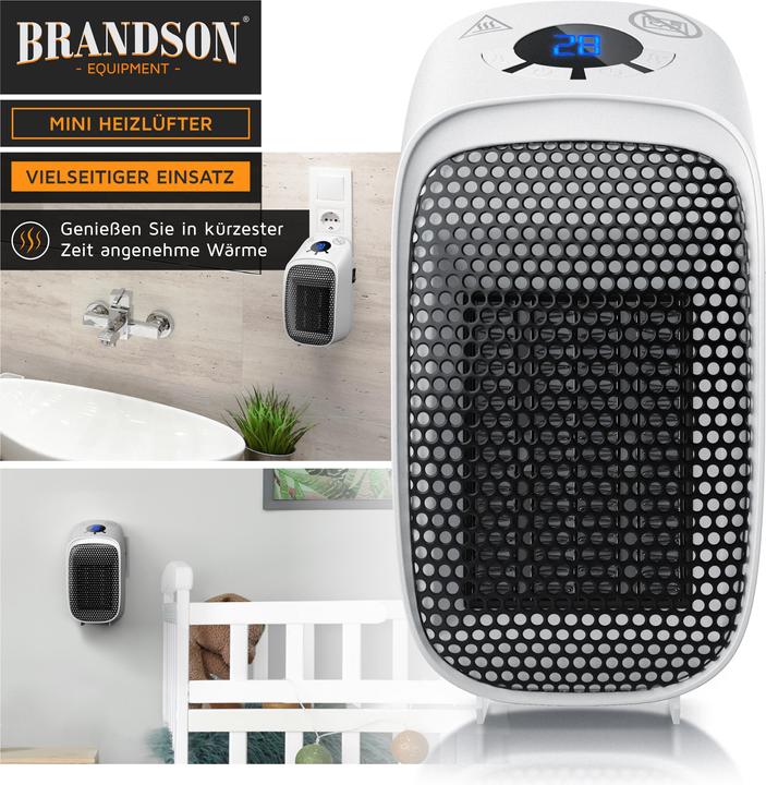 Produktbild Brandson Steckdosen Mini Heizlüfter 400W, Keramikheizlüfter, Badezimmer Mini Heizgerät mit Temperaturregelung (400 W)