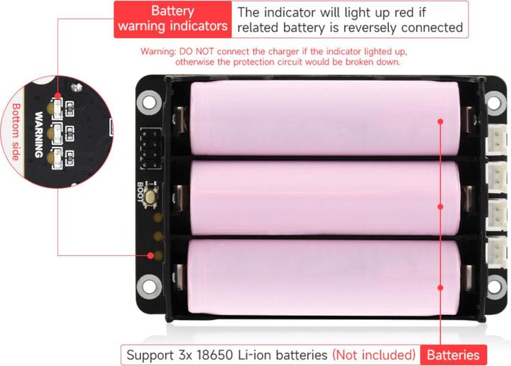 Image du produit WaveShare Module UPS 5V 5A Batterie sans interruption 18650